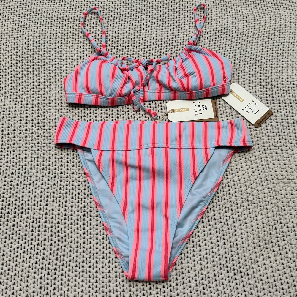 NWT Billabong Surf Stripe Eco-Conscious Bikini Set - Medium Top/ Large Bottom